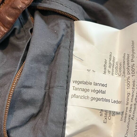 Mauritius Cognac Brown Leather Fayola RF Full Zip Moto Jacket Women's Size 6 - Picture 8 of 9